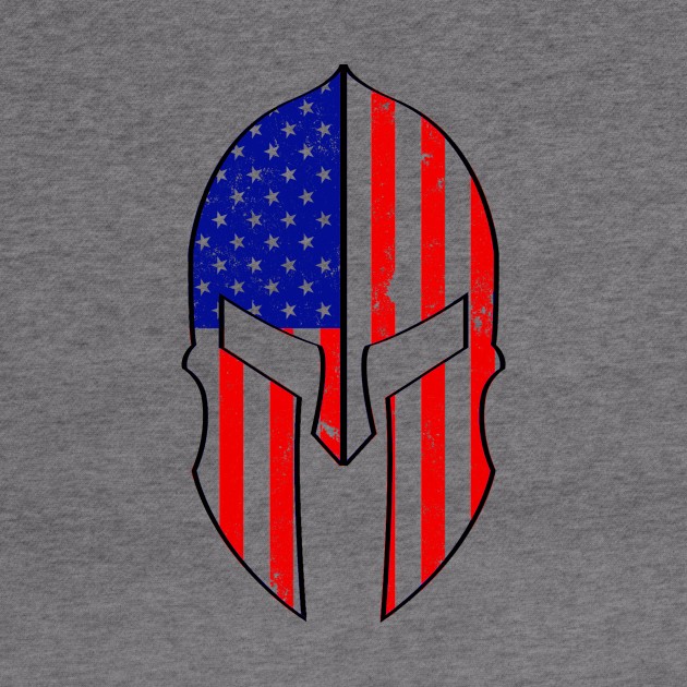 USA American Spartan Molon Labe Distressed Helmet With American Flag by DazzlingApparel